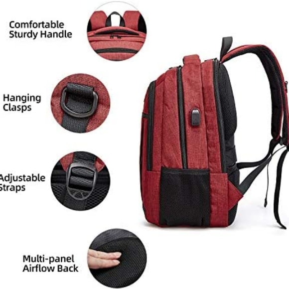 New Multi Use Water Resistant USB Charging Port Backpack w Bonus Sports Bottle - Picture 2 of 8